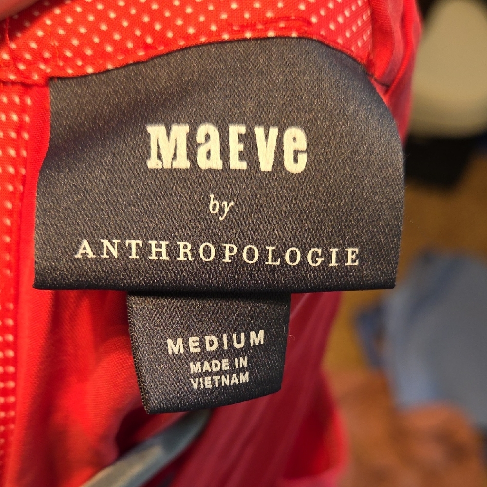 Anthropologie Maeve Red Asymmetrical Cold Shoulder Dress